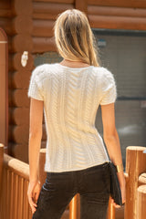 Ivory Cable Knit Sweater Top