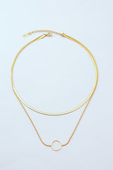 Circle Pendant Double Layered Necklace