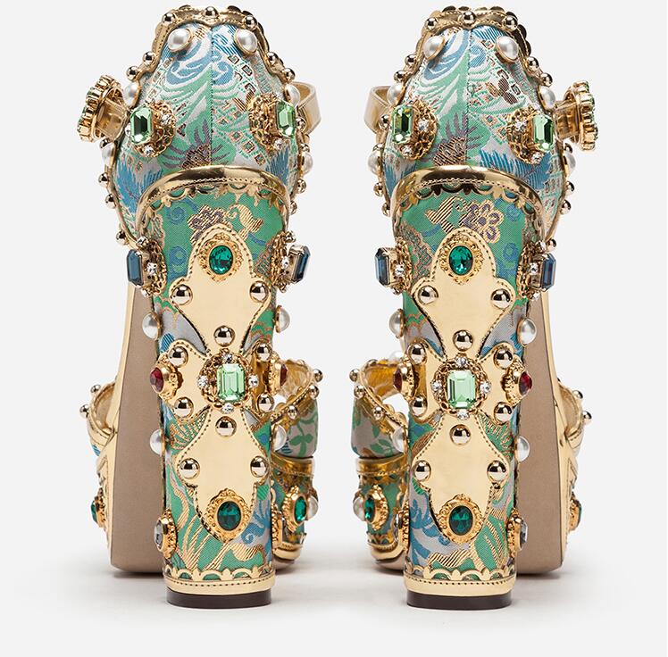 Queen Lux Crystal Faux-pearl Embellished Platform Heels