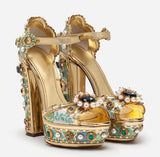 Queen Lux Crystal Faux-pearl Embellished Platform Heels