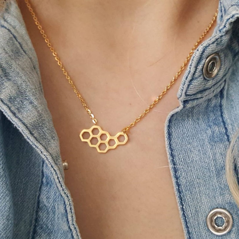 Geometric Honeycomb Necklace