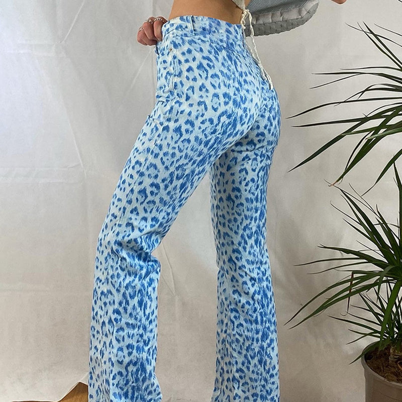 Elle Blue Leopard Pants