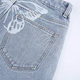 Ray Butterfly Print Jeans