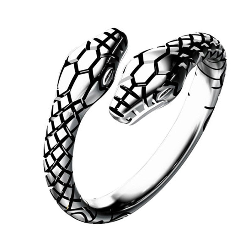 Resizable Unisex Silver Snake Ring